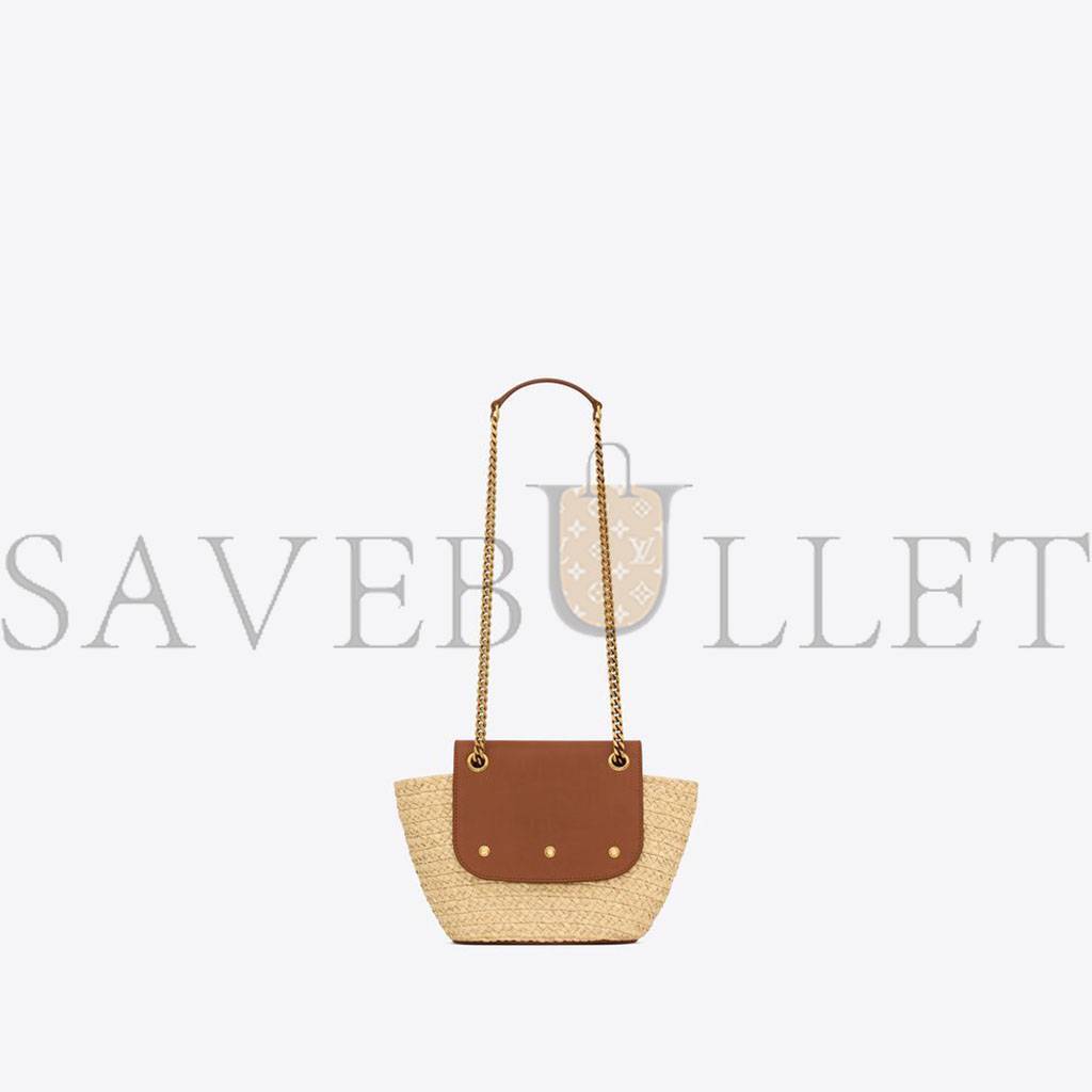 YSL MINI MANON IN RAFFIA AND AGED VEGETABLE-TANNED LEATHER 774269GAAED9051 (23*12*6cm) YSL MINI MANON IN RAFFIA AND AGED VEGETABLE-TANNED LEATHER 774269GAAED9051 (23*12*6cm)